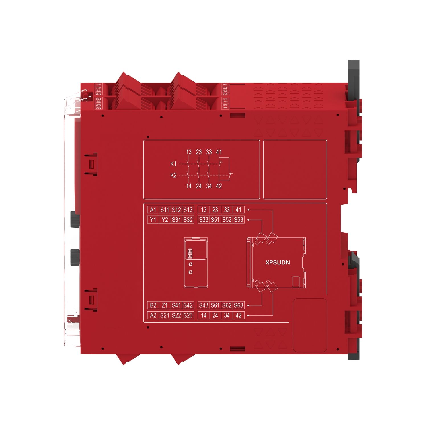 Picture of safety module, Harmony XPSU, Cat 4, features 6 x XPSUAF, 48 to 240V AC or DC, screw