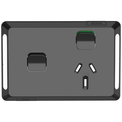 Picture of Single Power Point Skin, Pro Series, Horizontal Mount, 1ExBlank, 10A, 250V, Clip-On