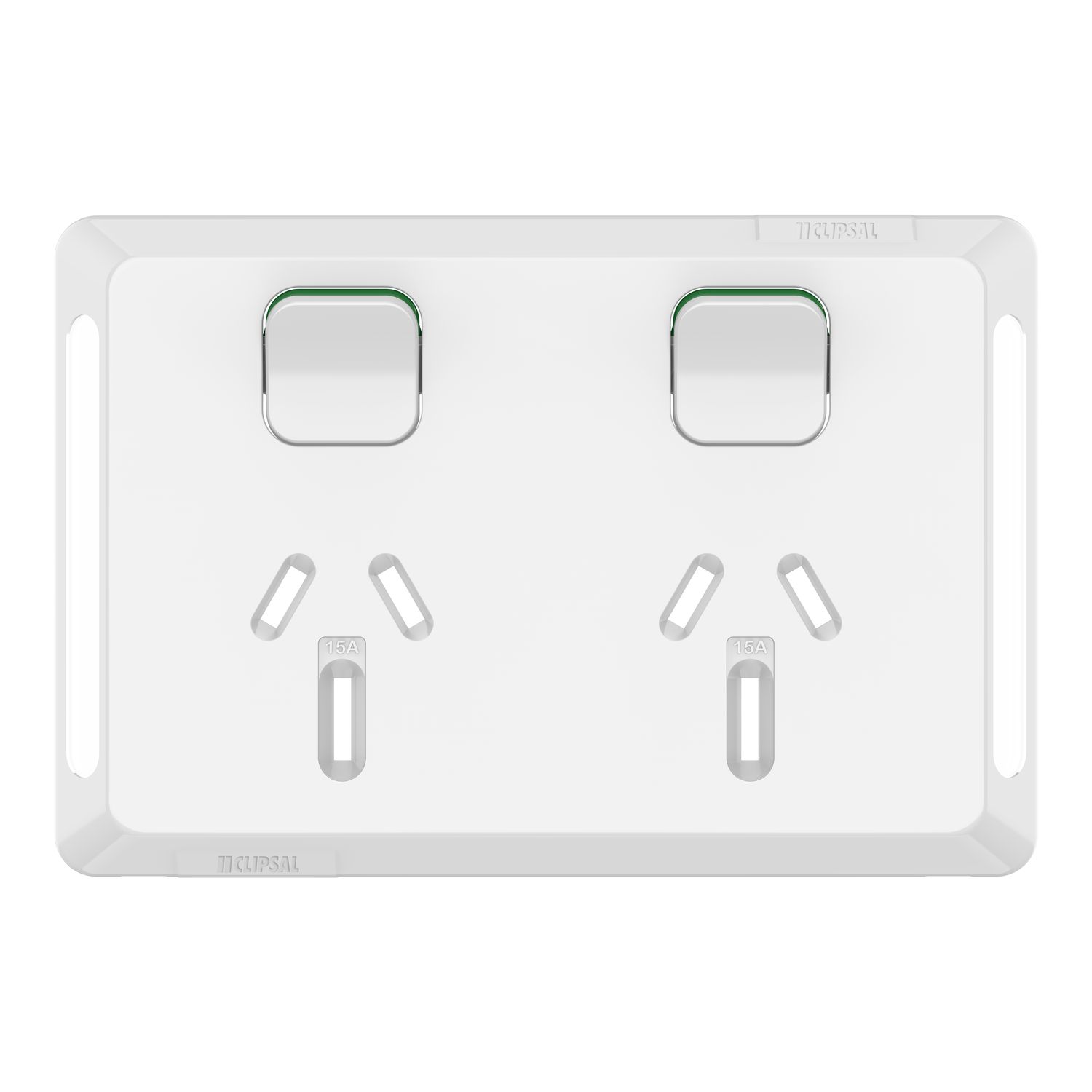 Picture of Twin Power Point Skin, Pro Series, Horizontal Mount, 250V, 15A, Clip-On