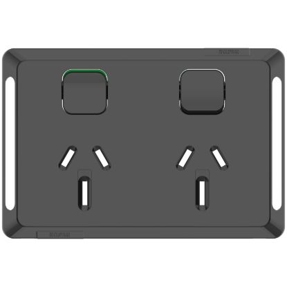 Picture of Twin Power Point Skin, Pro Series, Horizontal Mount, 250V, 15A, Clip-On