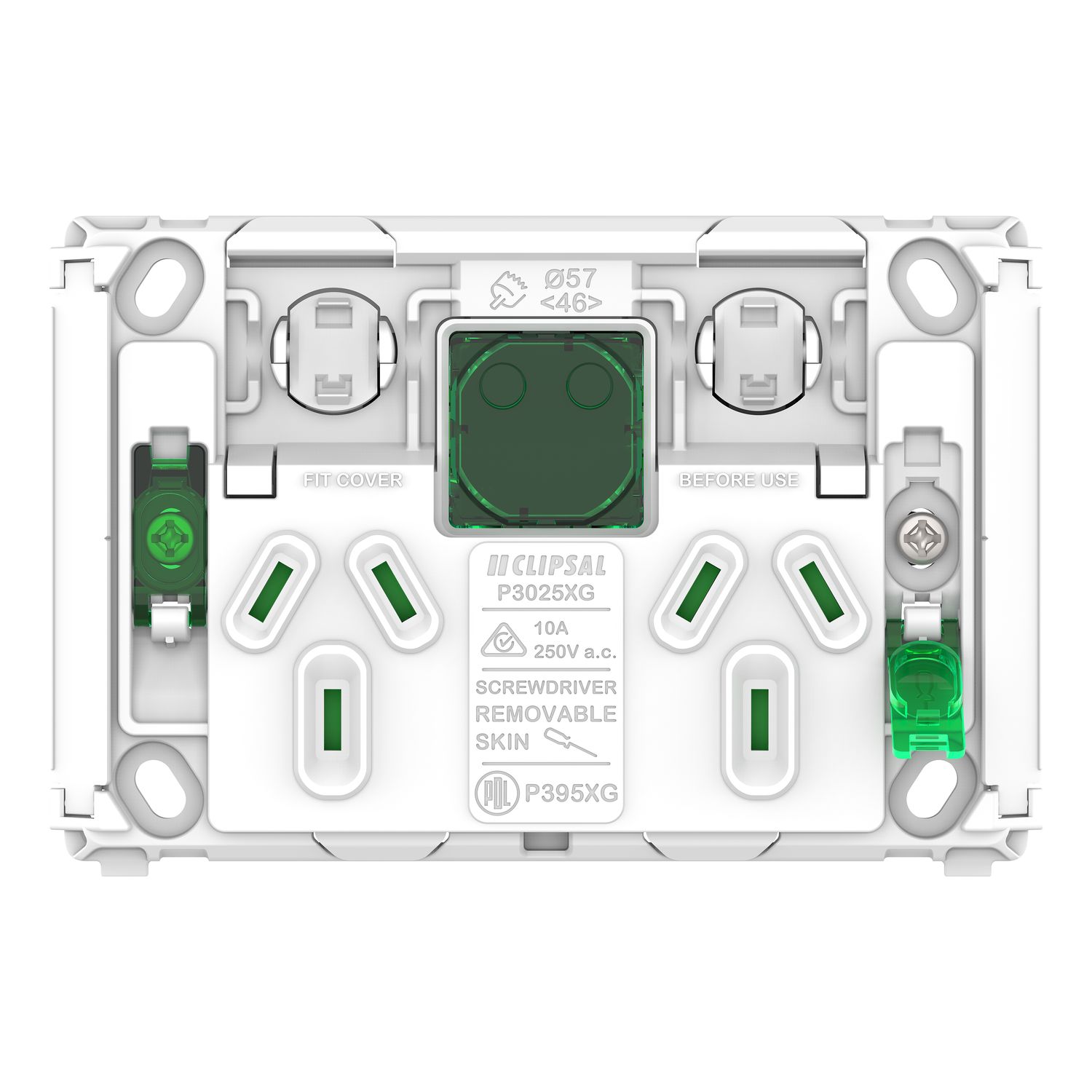 Picture of Twin Power Point Grid, Pro Series, Horizontal Mount, Power Indicator 250V, 10A