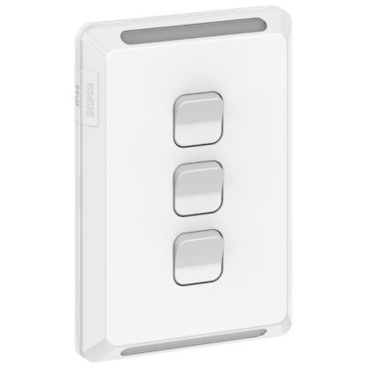 Picture of Switch, Pro Series, Vertical 3 Gang, 1/2 Way 20A, /16AX 230/240V, IP44