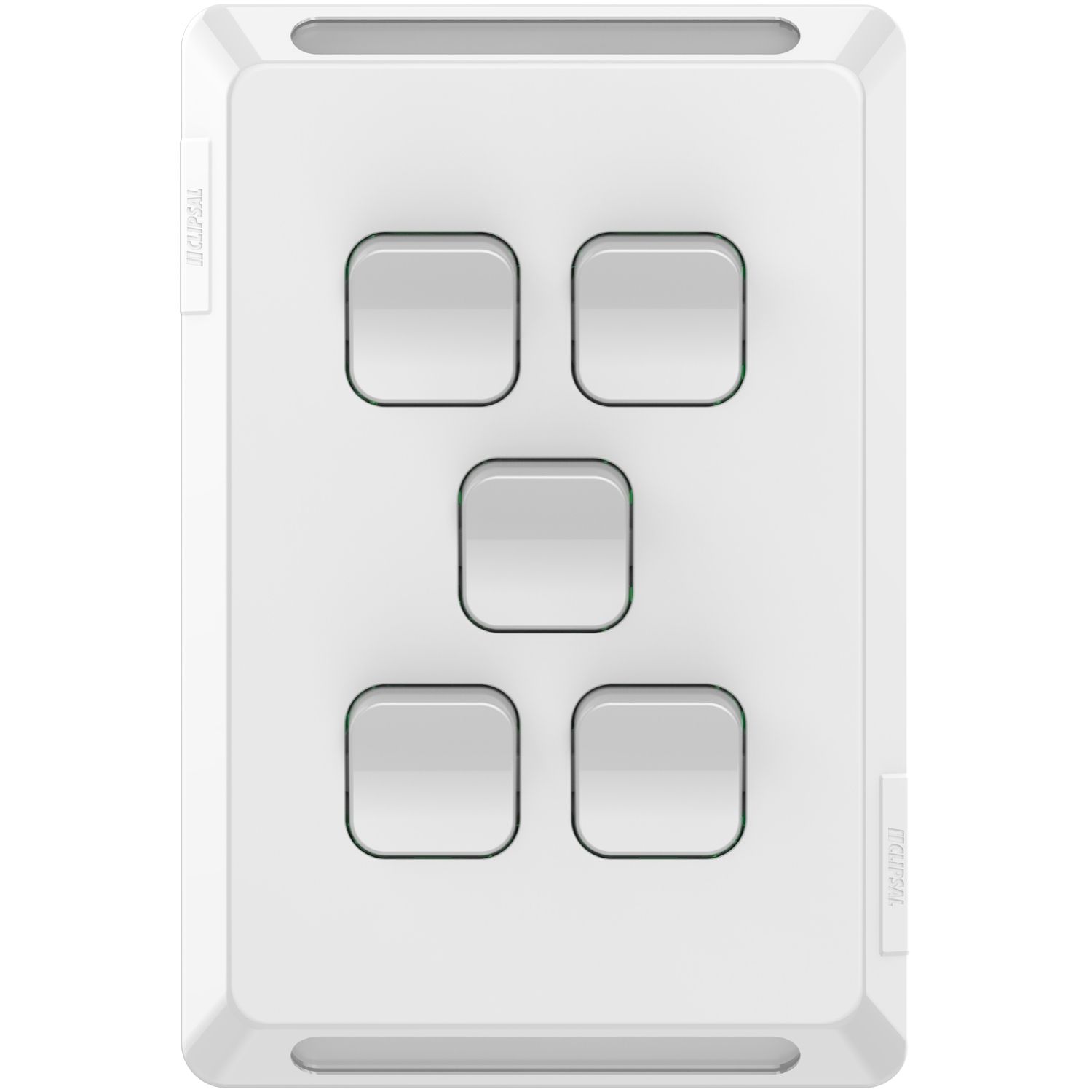 Picture of Flush Switch, Pro Series, Vertical Mount, 5 Gang, 1-Way/2-Way, 230/240V 20A, /16AX