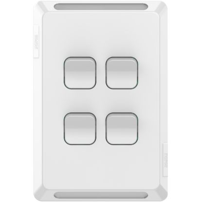 Picture of Flush Switch, Pro Series, Vertical Mount, 4 Gang, 1-Way/2-Way, 230/240V 20A, /16AX