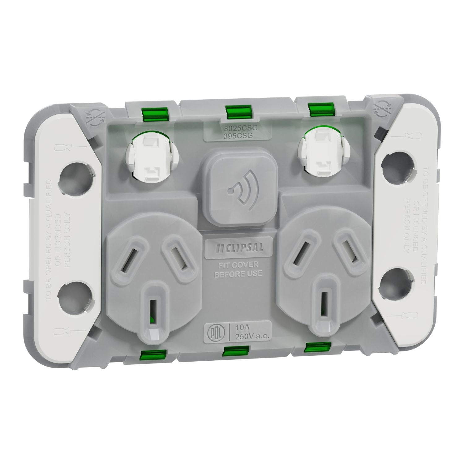 Picture of Connected Smart Socket Wiser, Clipsal Iconic, Grid Horizontal Twin, 10A, 250V