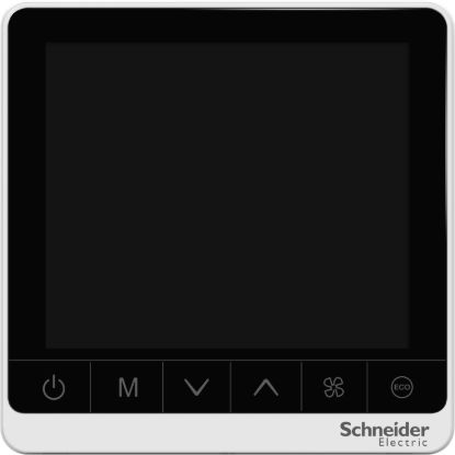 Picture of SpaceLogic thermostat, fan coil on/off, networking, touchscreen, 4P, 3 fan, modbus, 240V, white