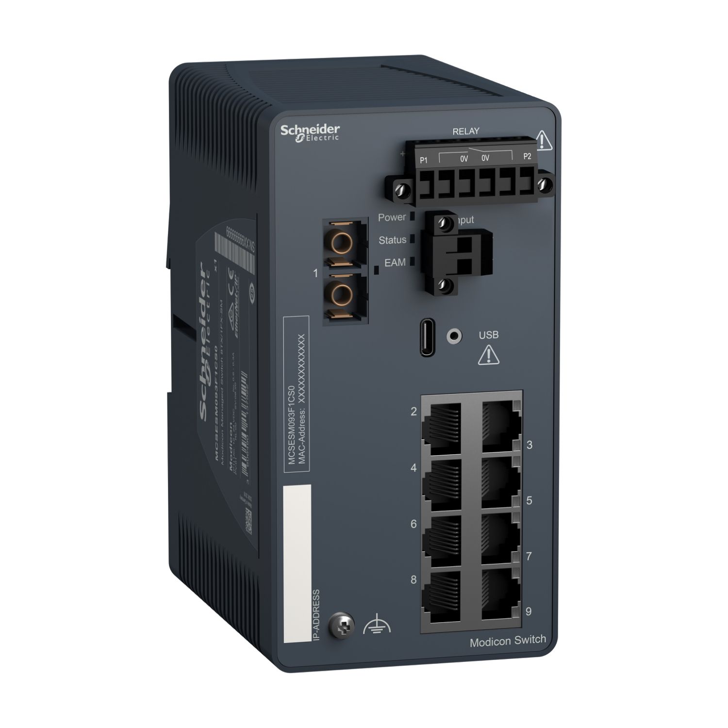 Picture of Modicon Managed Switch - 8 ports for copper + 1 port for fiber optic single-mode