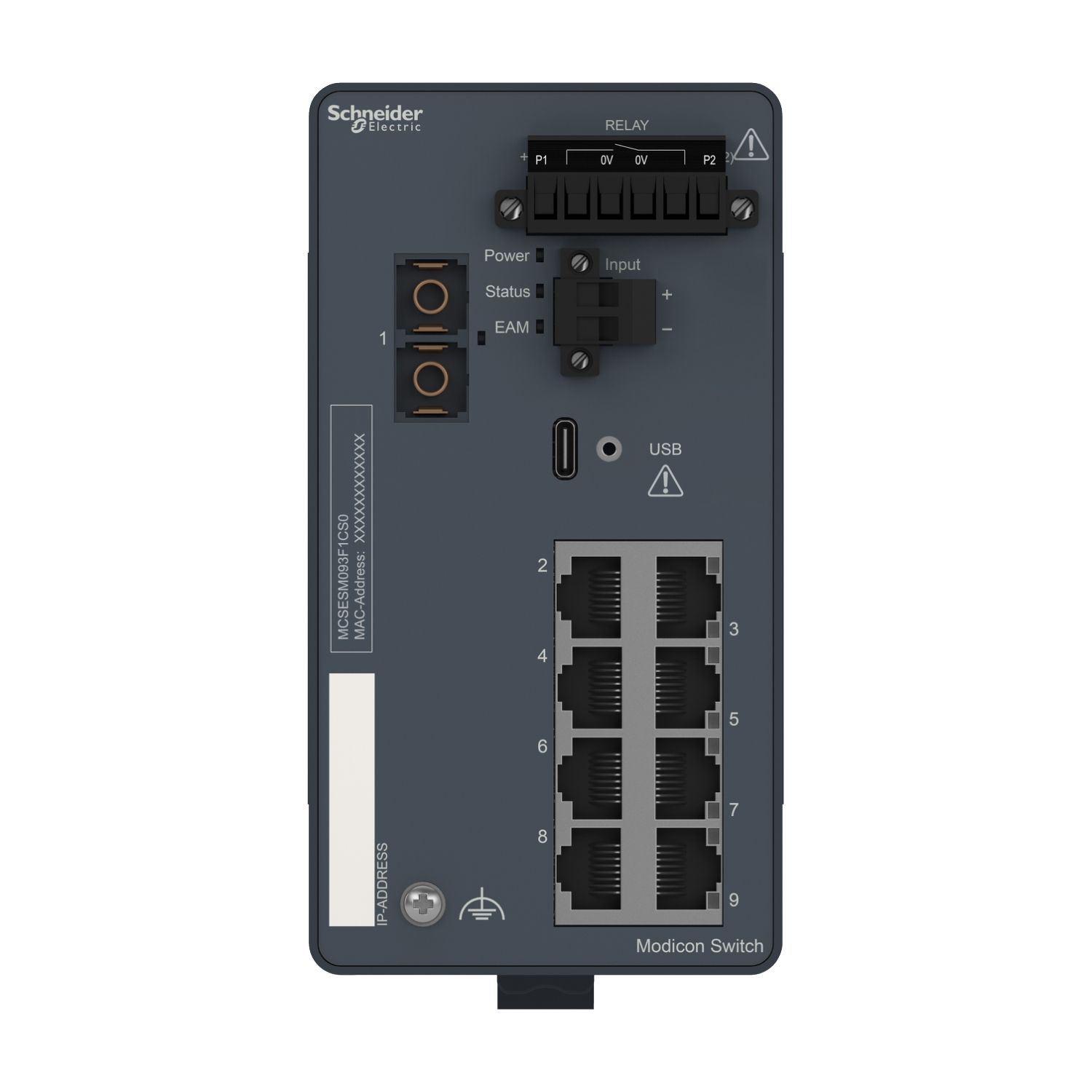 Picture of Modicon Managed Switch - 8 ports for copper + 1 port for fiber optic single-mode