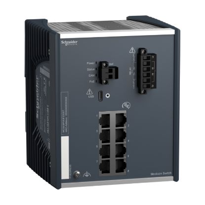 Picture of Modicon PoE (Power over Ethernet) Managed Switch - 8 Gigabit ports for copper - extended temperature