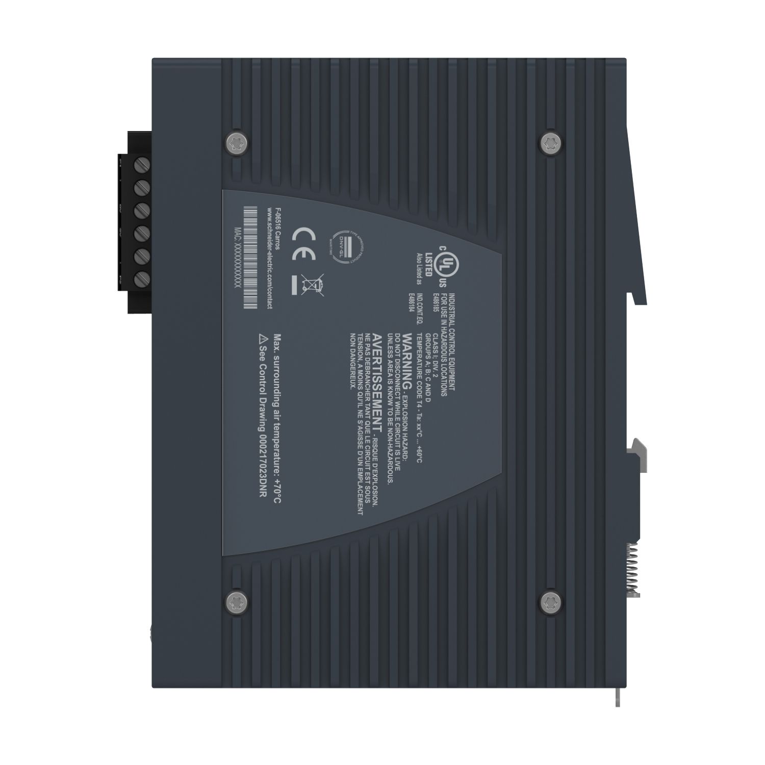 Picture of Modicon PoE (Power over Ethernet) Managed Switch - 8 Gigabit ports for copper - extended temperature