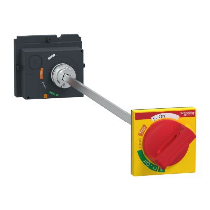 Picture of Extended rotary handle, ComPacT NSX100/160/250, red handle/yellow front, shaft length 185mm to 600mm, IP55