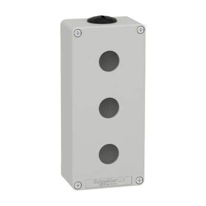 Picture of Die cast empty control station, Harmony XAP, XB2 SL, zinc alloy, grey, M25, 3 cut outs 22mm, 80x175x51,5mm