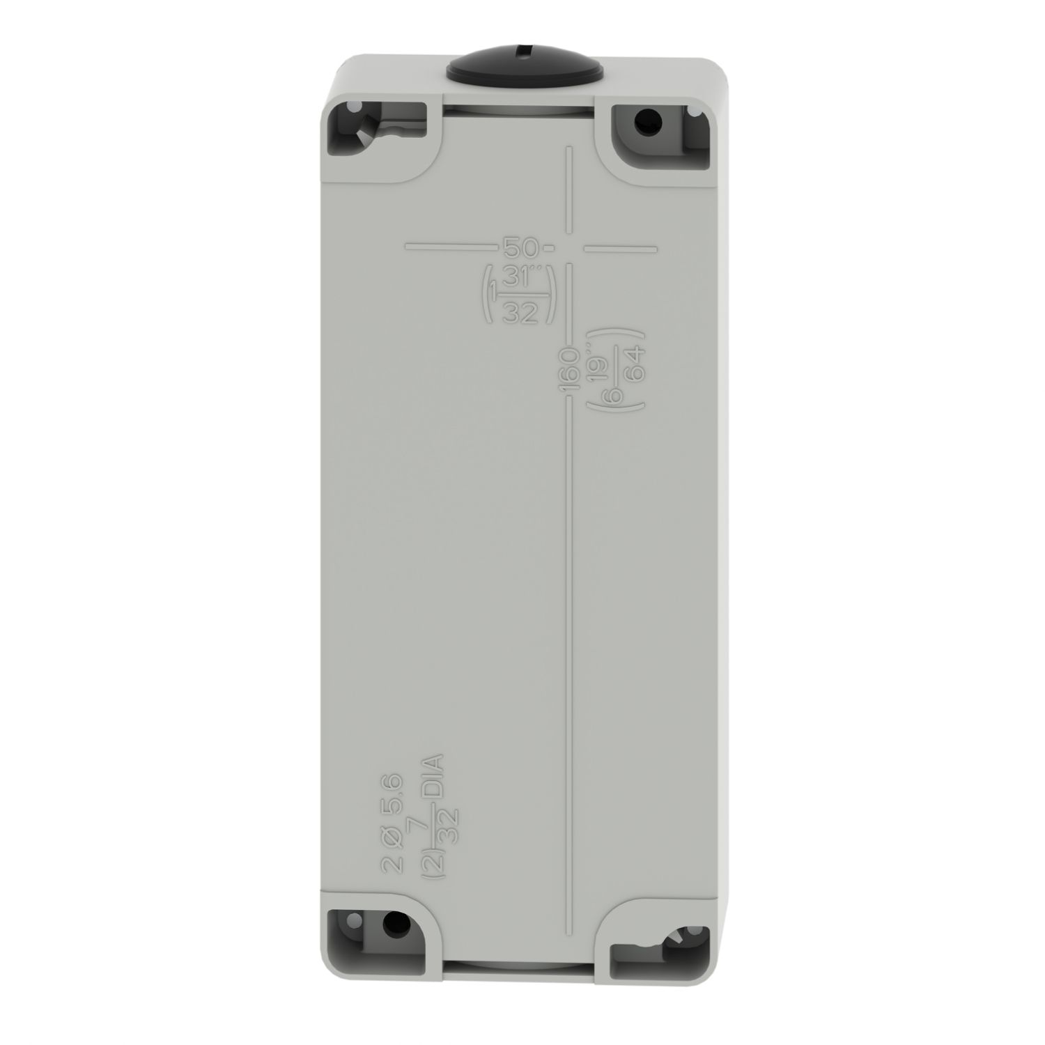 Picture of Die cast empty control station, Harmony XAP, XB2 SL, zinc alloy, grey, M25, undrilled, 80x175x51,5mm