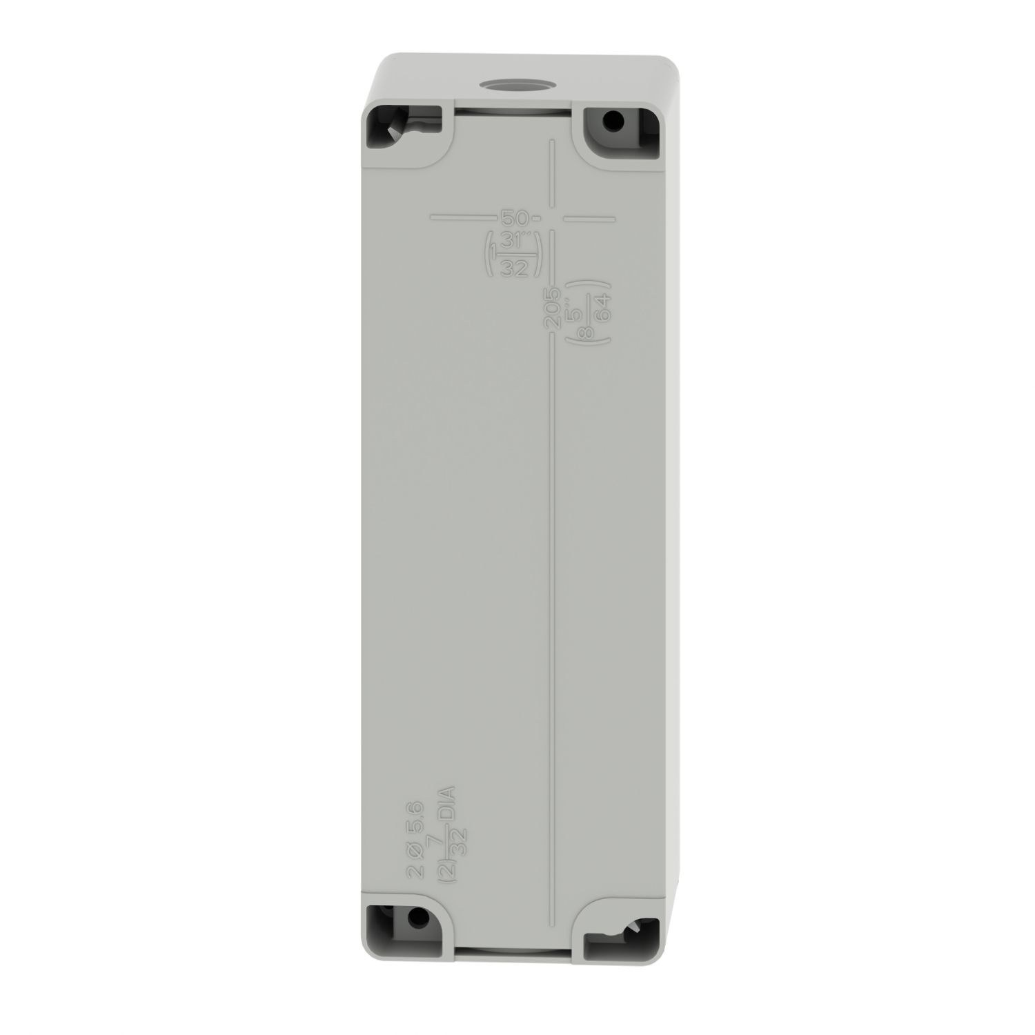 Picture of Empty control station, Harmony XAP, XB2 SL, zinc alloy, grey, M25, 4 cut outs 30mm with notches, 80x220x77mm