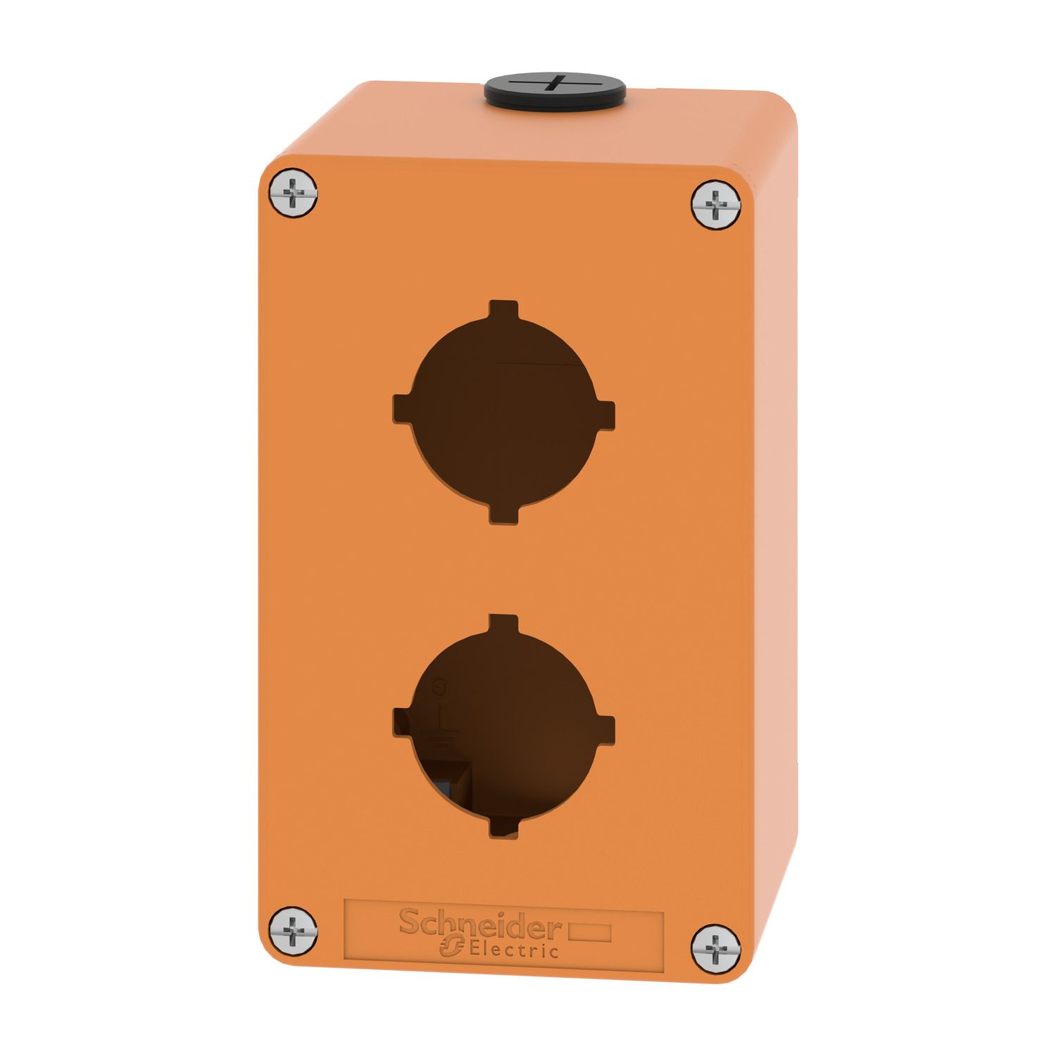 Picture of Empty control station, Harmony XAP, XB2 SL, zinc alloy, orange, M20, 2 cut outs 30mm with notches, 80x130x77, UL cULus