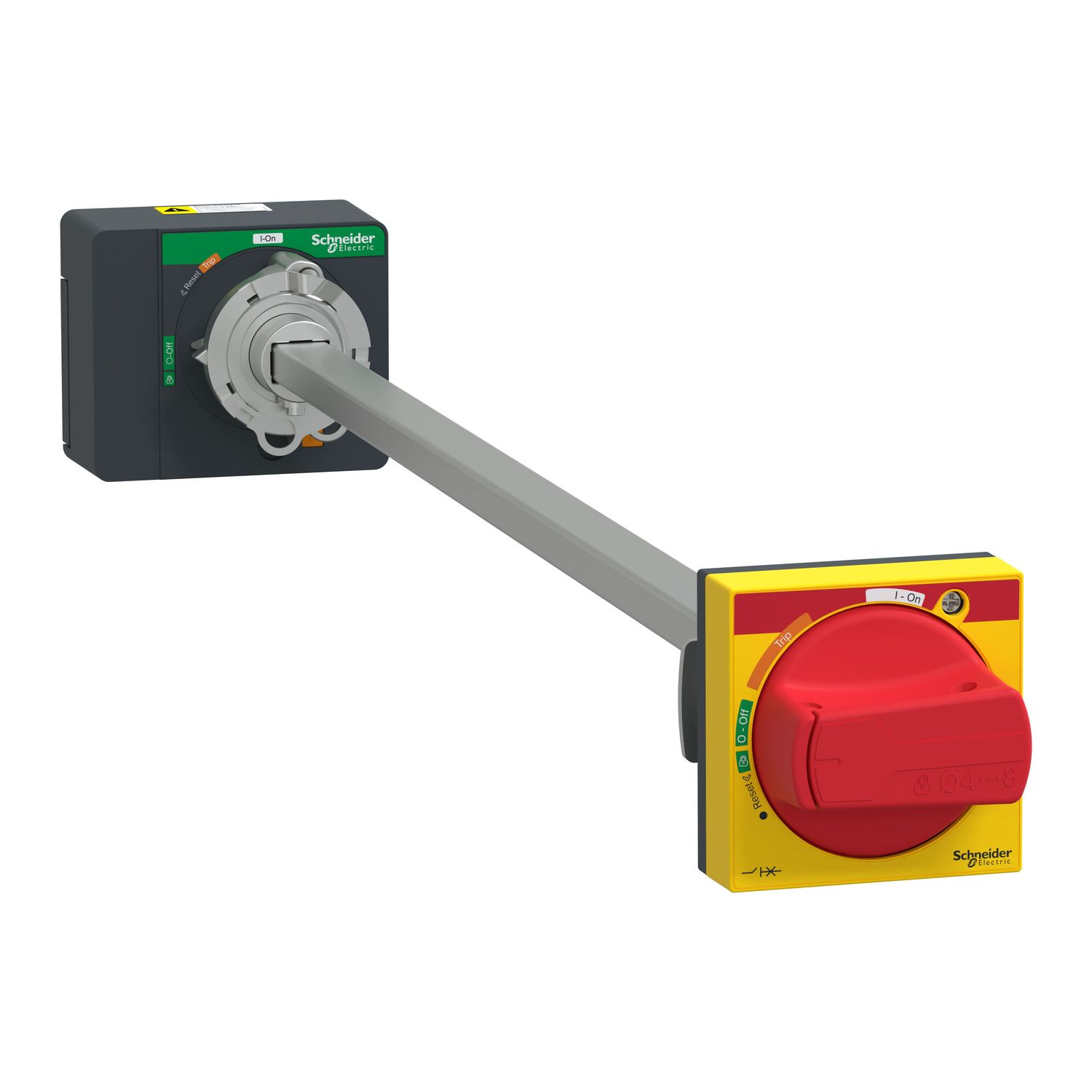 Picture of Extended rotary handle, ComPacT NSXm, red handle/yellow front, shaft length 200mm to 600mm, IP54