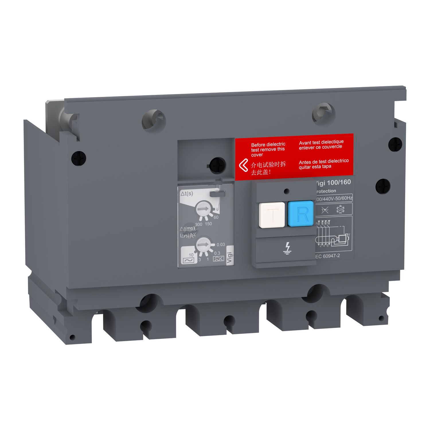 Picture of Earth-leakage add-on protection module, EasyPact CVS 100/160, 200VAC to 440VAC, 30mA to 10A, 4 poles