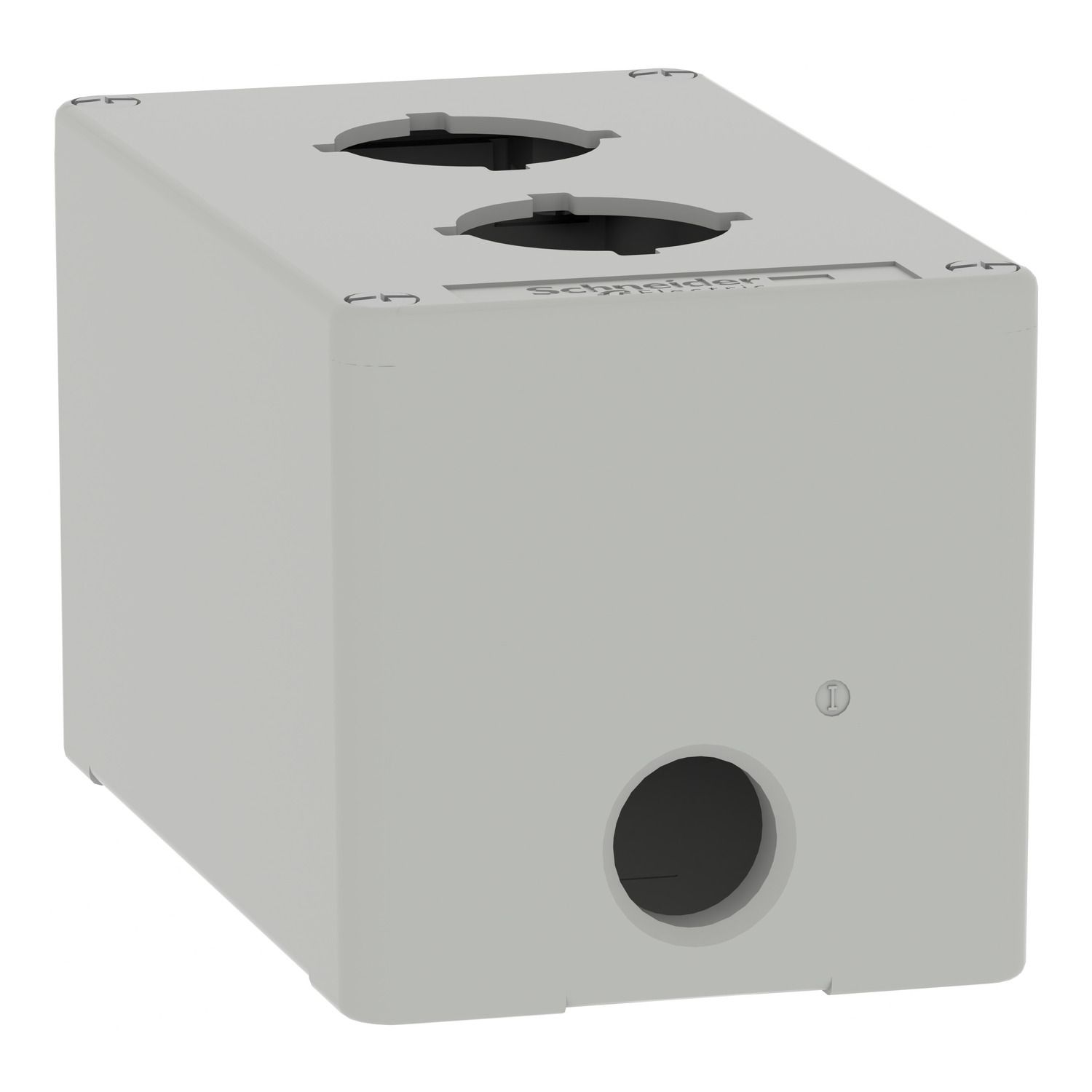 Picture of Empty control station, Harmony XAP, XB2 SL, zinc alloy, grey, M20, 2 cut outs 30mm with notches, 80x130x77mm, UL cULus