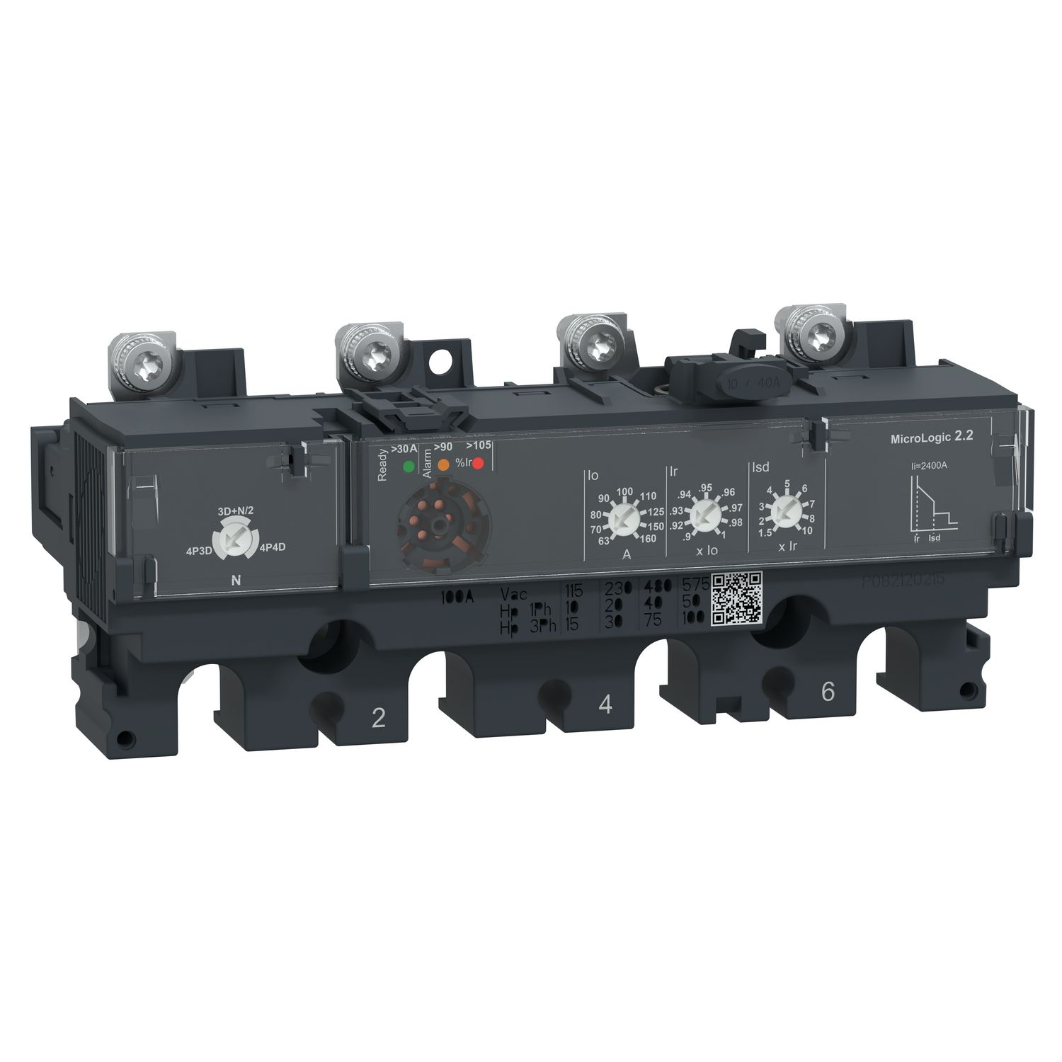 Picture of Trip unit MicroLogic 2.2, ComPacT NSX160/250, 4 poles, electronic basic protections, 160A rating