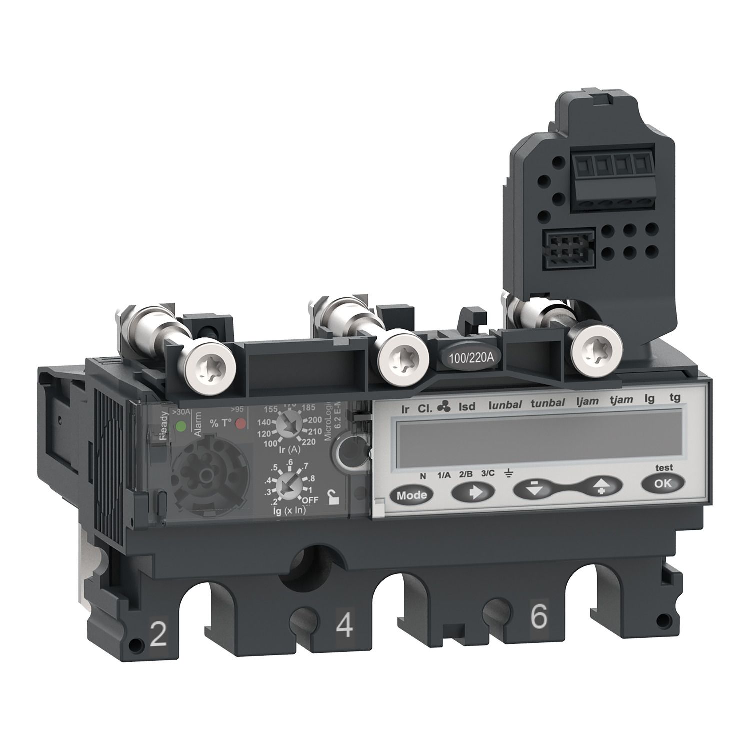 Picture of Trip unit MicroLogic 6.2EM, ComPacT NSX100-250, 3 poles, basic and ground fault protections, motor, energy meter, 50A