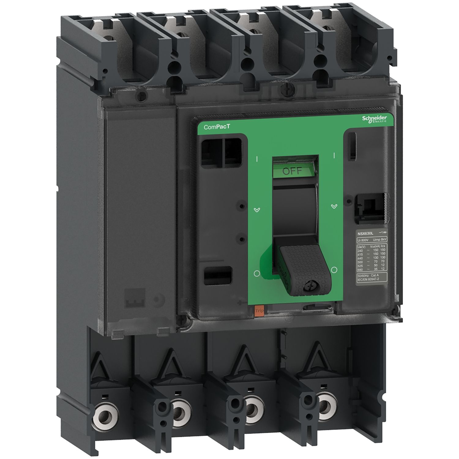 Picture of Circuit breaker basic frame, ComPacT NSX400N, 50kA/415VAC, 4 poles, 400A frame rating, without trip unit