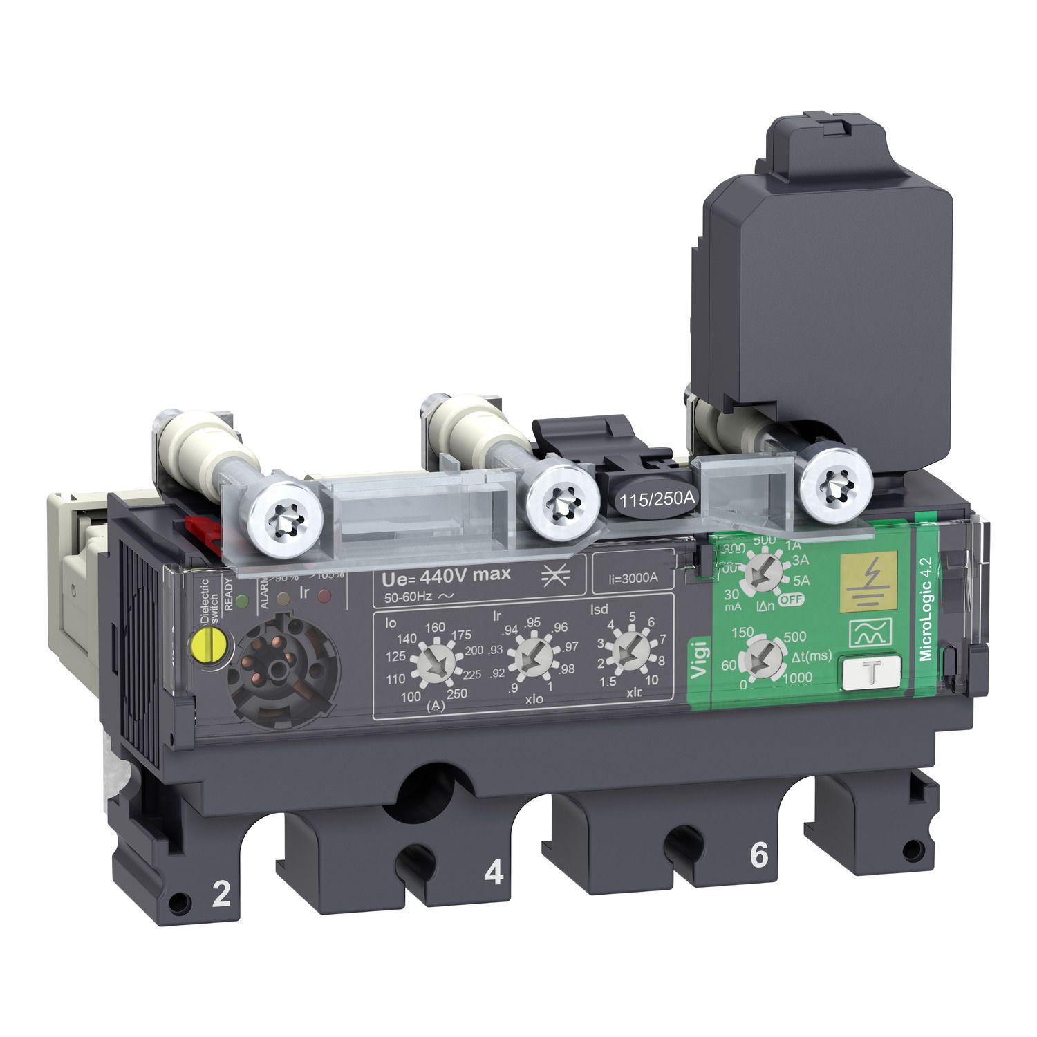 Picture of Trip unit MicroLogic Vigi 4.2, ComPacT NSX100/160/250, 3 poles, electronic basic and earth leakage protections, 40A