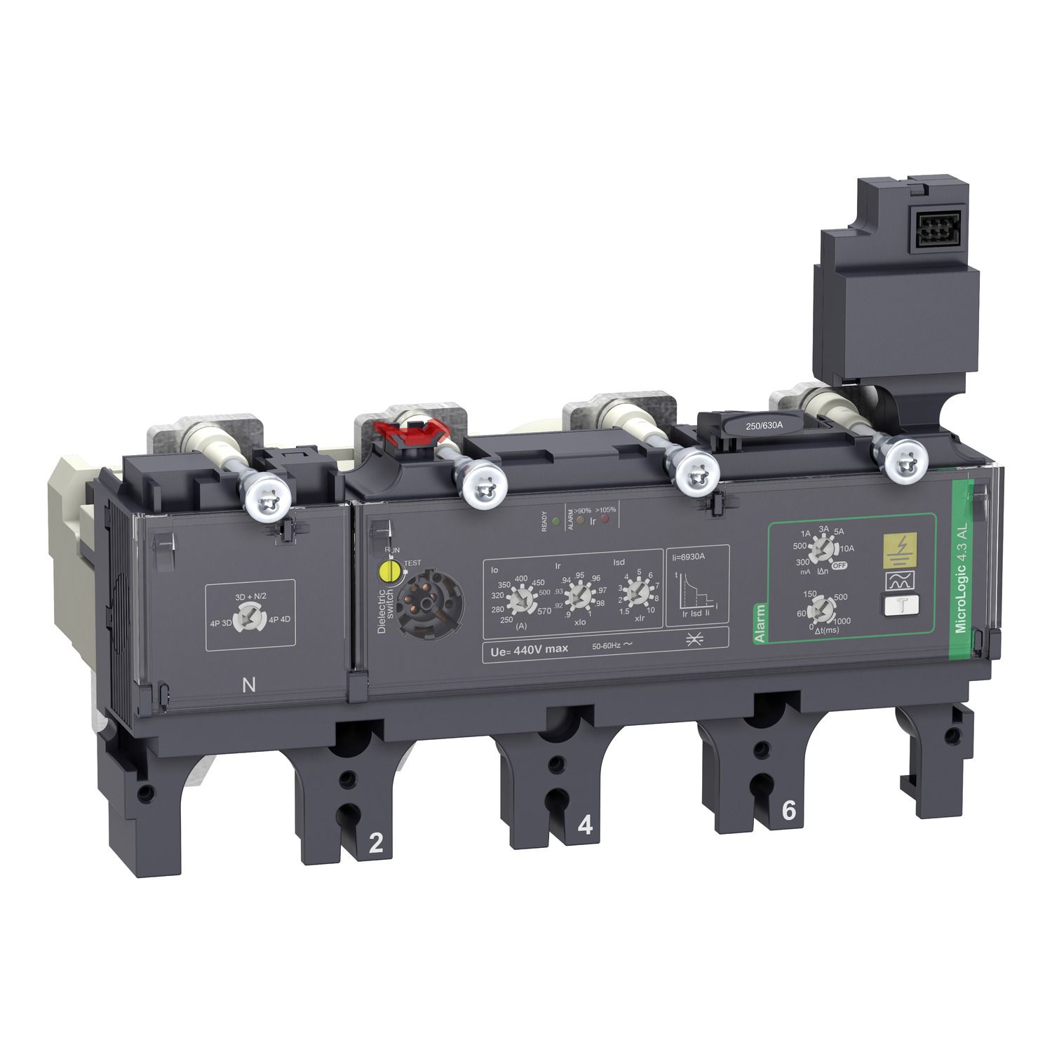 Picture of Trip unit MicroLogic Vigi 4.3AL, ComPacT NSX400/630, 4 poles, electronic basic protections, earth leakage alarm, 400A