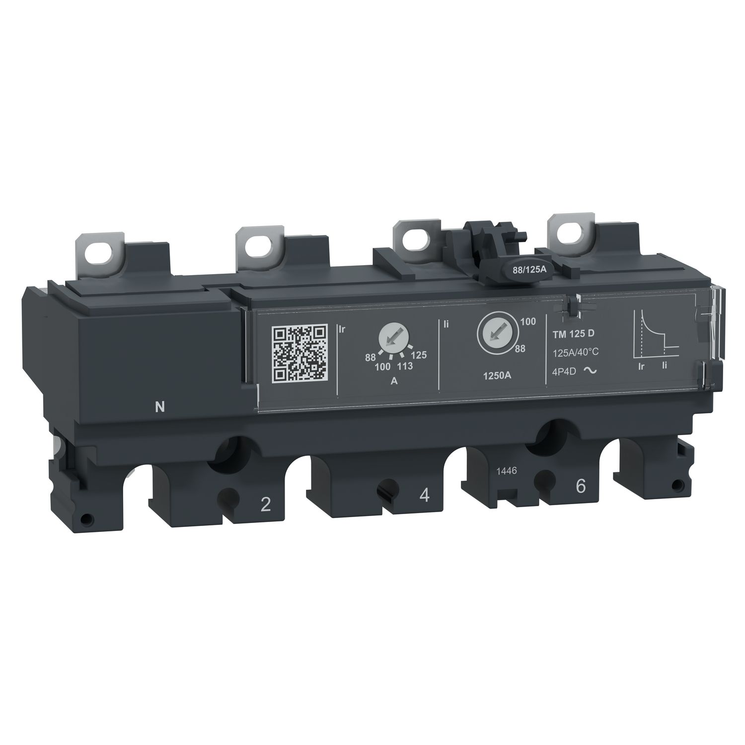 Picture of Trip unit TM125DC, ComPacT NSX160 DC, 4 poles, thermal magnetic protections, 125A rating