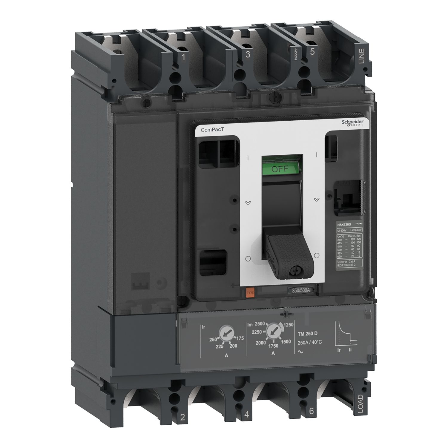 Picture of Circuit breaker, ComPacT NSX320 DC PV, 10kA/1000VDC, 4 poles, TM-DC PV trip unit 320A