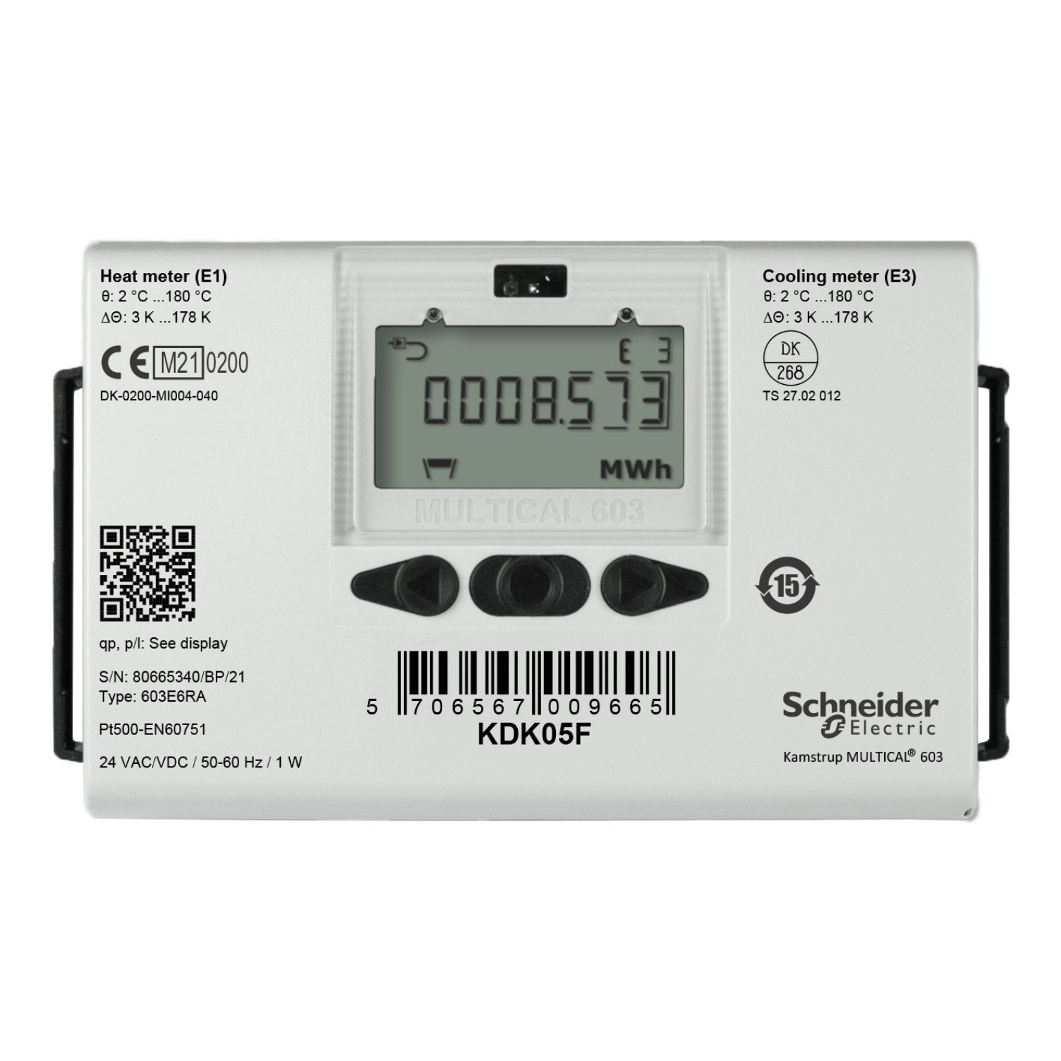 Picture of KD Series Heating And Cooling Meter, R¾ Threaded Brass, 2.5 m³/h Nominal, Flow Meter