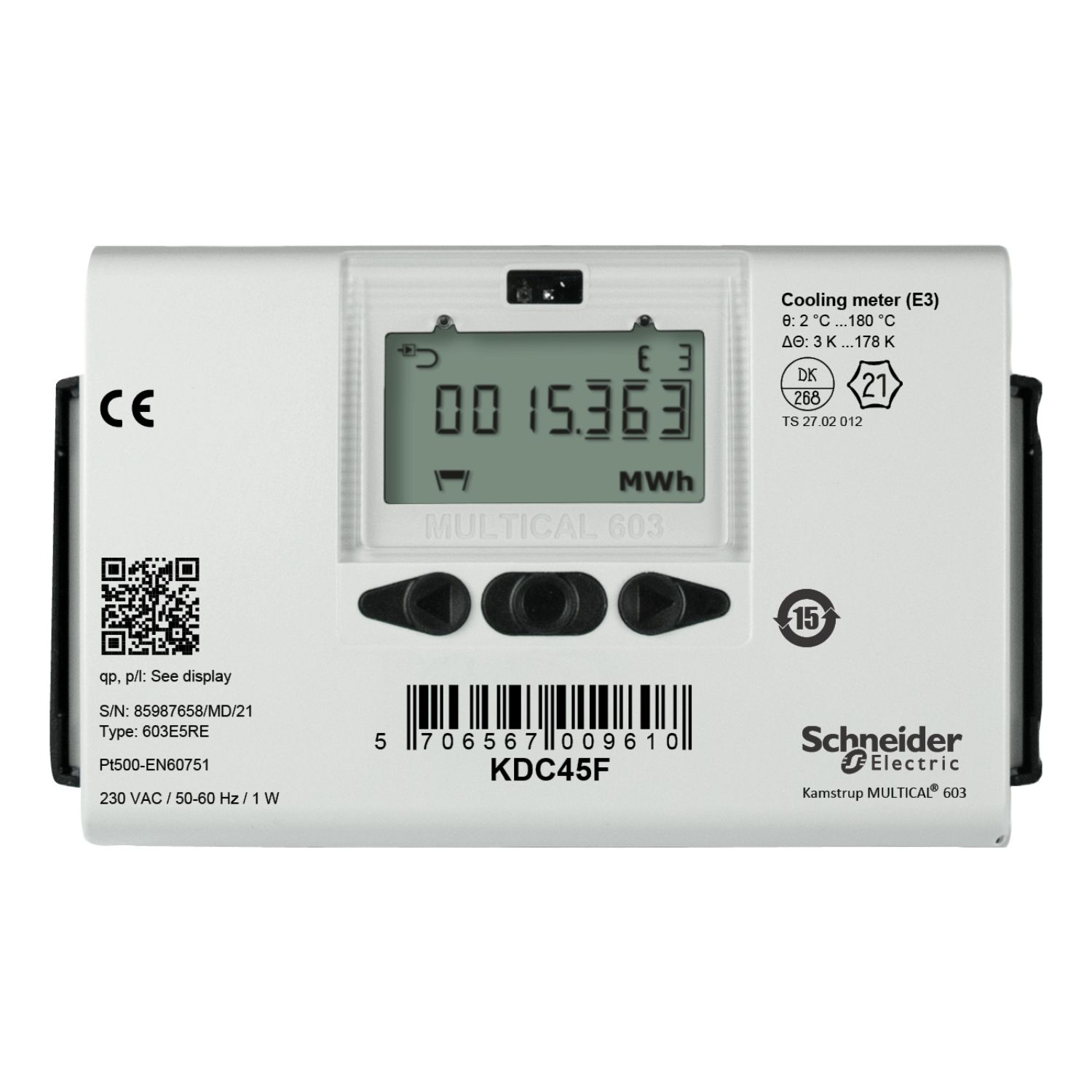 Picture of KD Series Cooling Meter, DN80 Flanged Stainless Steel, 40 m³/h Nominal, Flow Meter