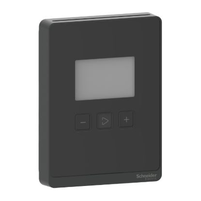 Picture of Sensor, SpaceLogic SLP Series, room, CO2, VOC, humidity, temperature, segmented LCD, BACnet MSTP/Modbus outputs, optimum black housing