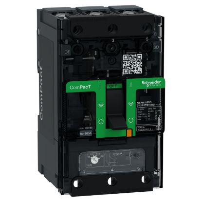 Picture of Circuit breaker, ComPacT NSXm 160B, 25kA/415VAC, 3 poles, TMD trip unit 160A, lugs/busbars