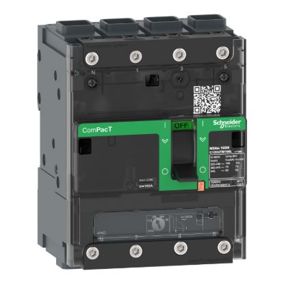 Picture of Circuit breaker, ComPacT NSXm 160F, 36kA/415VAC, 4 poles 4D (neutral fully protected), TMD trip unit 125A, EverLink lugs