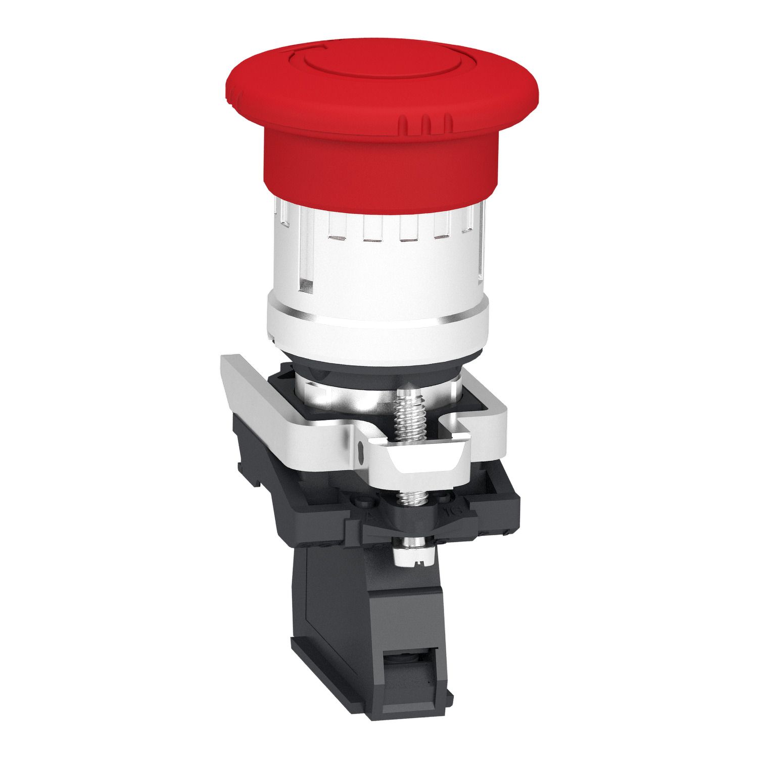 Picture of Emergency stop switching off, Harmony XB4, metal, red mushroom 40mm, 22mm, trigger latching turn to release, 1NC with monitoring