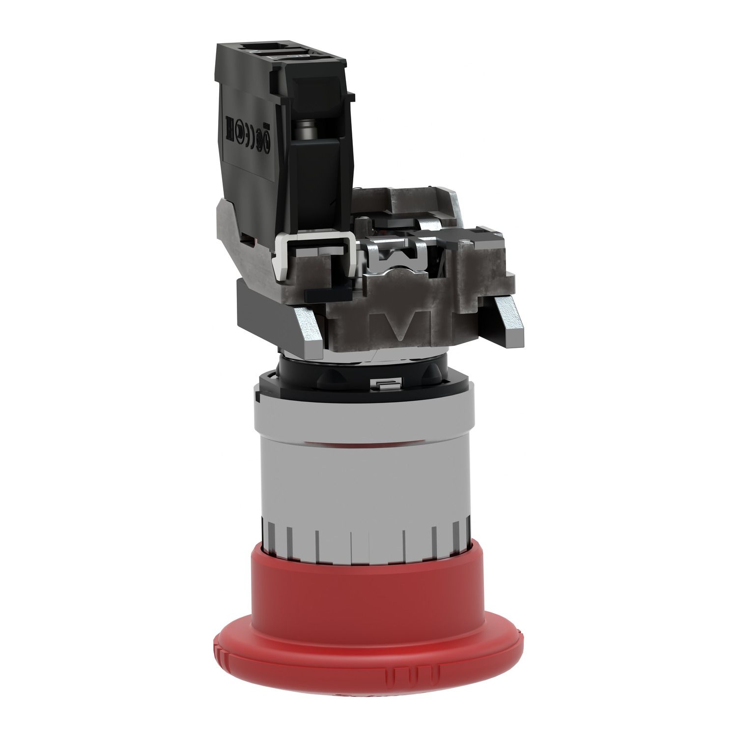 Picture of Emergency stop switching off, Harmony XB4, metal, red mushroom 40mm, 22mm, trigger latching turn to release, 1NC with monitoring