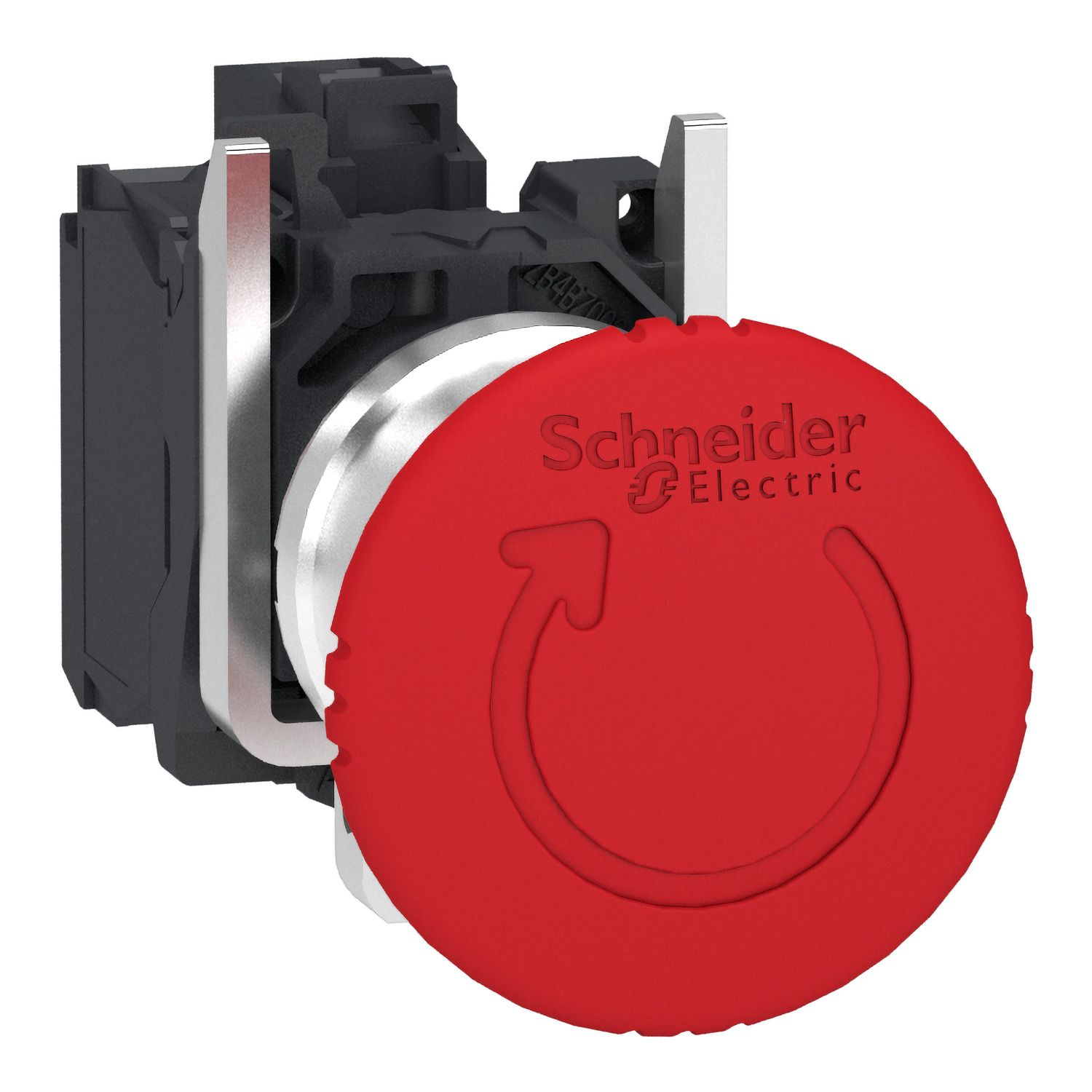 Picture of Emergency stop switching off, Harmony XB4, metal, red mushroom 40mm, 22mm, trigger latching turn to release, 2NC with monitoring
