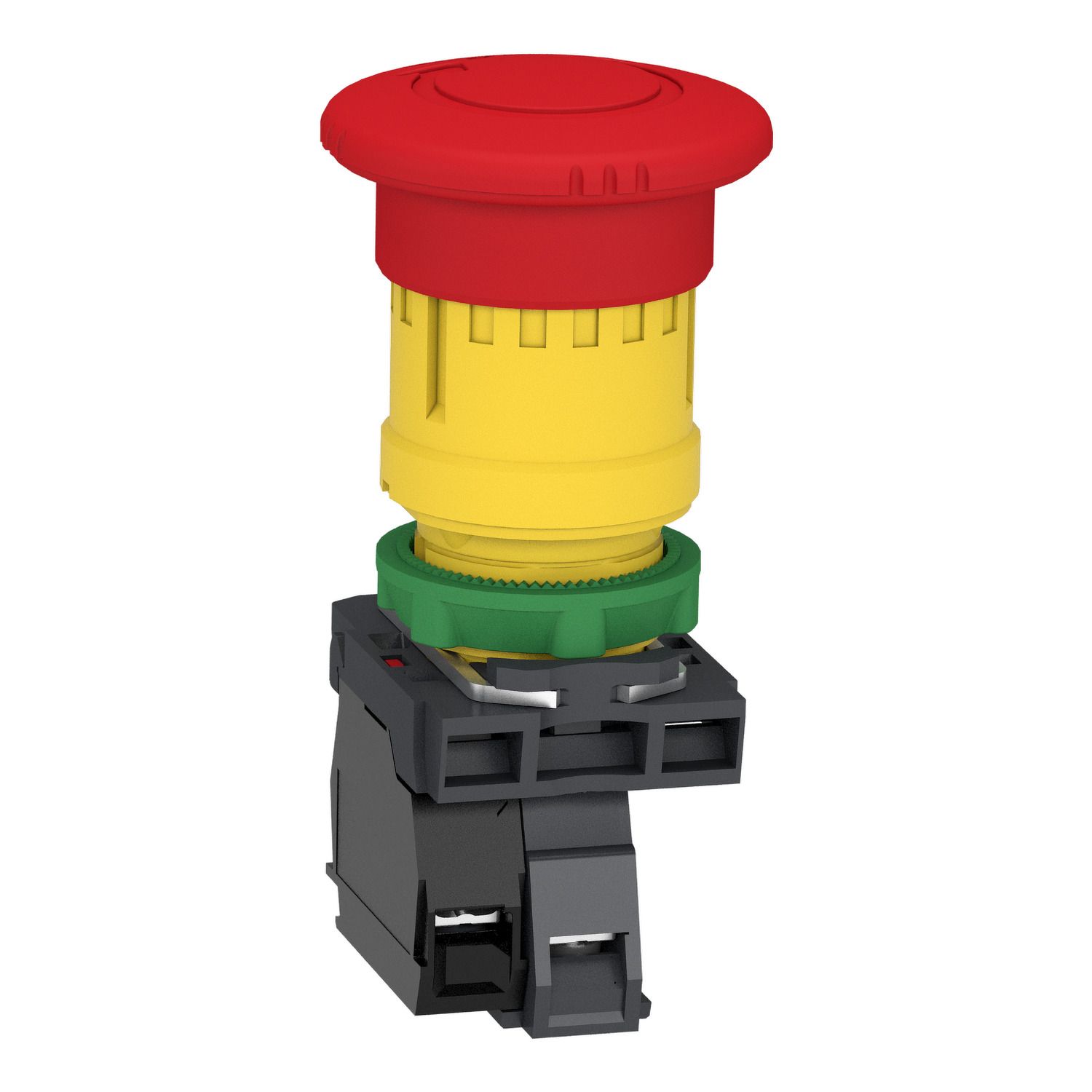 Picture of Emergency stop switching off, Harmony XB5, plastic, red mushroom 40mm, 22mm, trigger latching turn to release, 2NC with monitoring