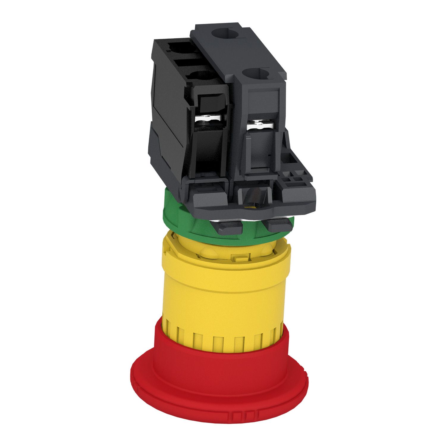 Picture of Emergency stop switching off, Harmony XB5, plastic, red mushroom 40mm, 22mm, trigger latching turn to release, 2NC with monitoring