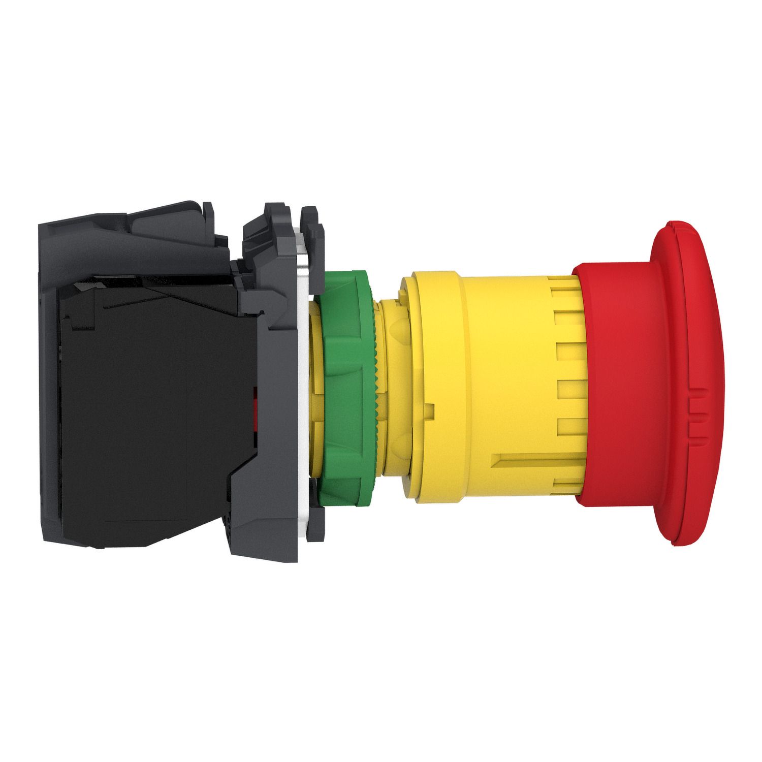 Picture of Emergency stop switching off, Harmony XB5, plastic, red mushroom 40mm, 22mm, trigger latching turn to release, 2NC with monitoring