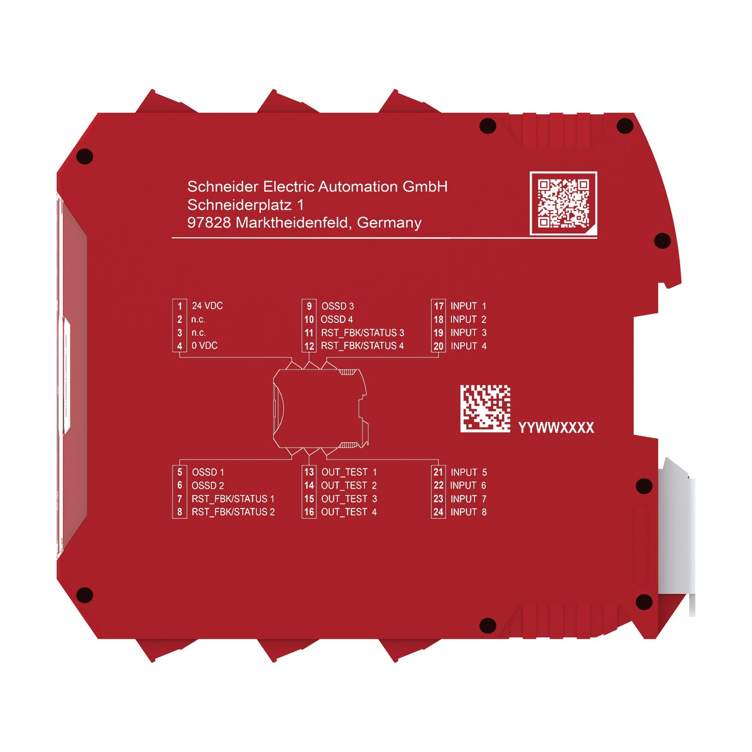 Picture of Safety controller, Modicon MCM, 8 inputs 4 outputs, monitors expansion modules, screw