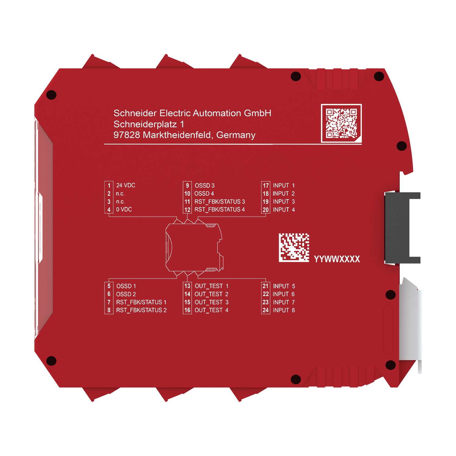 Picture of Safety controller, Modicon MCM, 8 inputs 4 outputs, combined with backplane expansion connector, screw