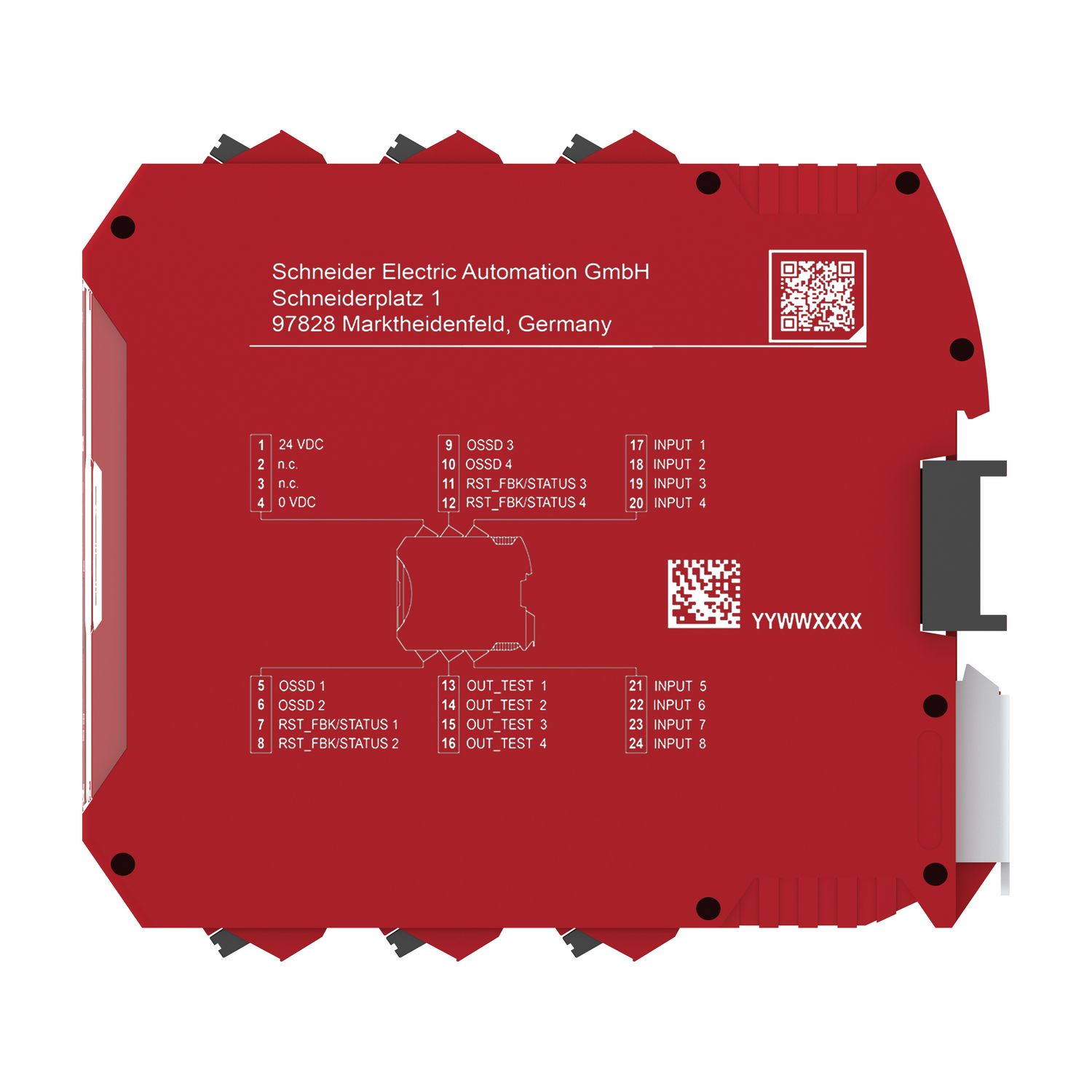 Picture of Safety controller, Modicon MCM, 8 inputs 4 outputs, combined with backplane expansion connector, spring