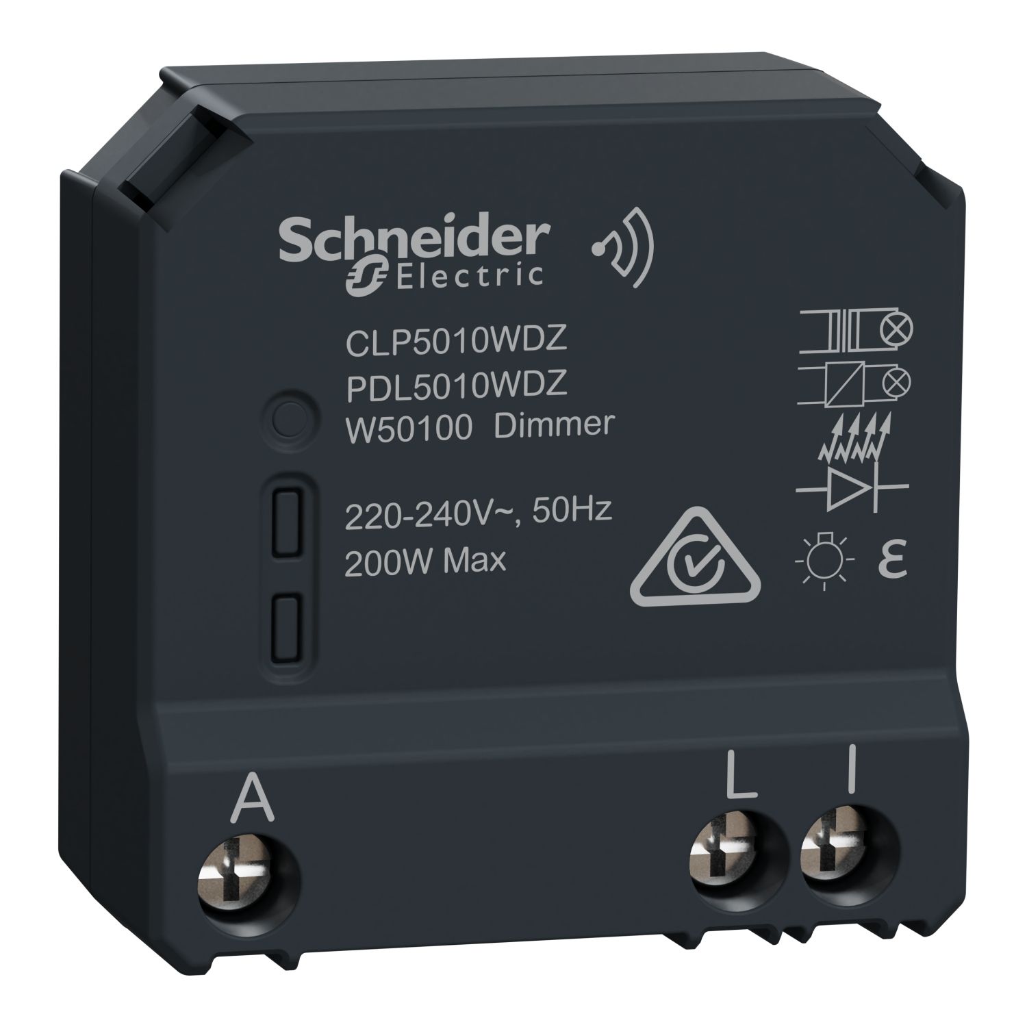 Picture of Connected dimmer, Wiser, 200 W Max, 240 V, Micro module Grey