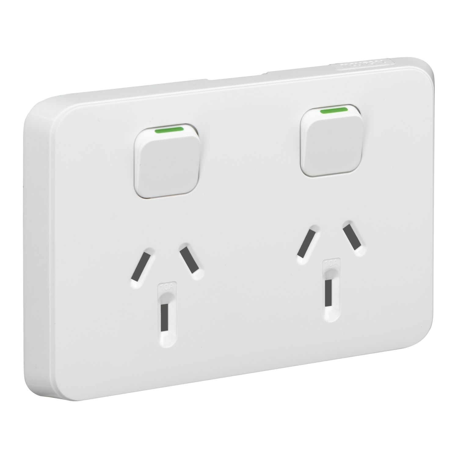 Picture of Double Switch Power Point, Clipsal Iconic, Horizontal Mount, 250V, 10A