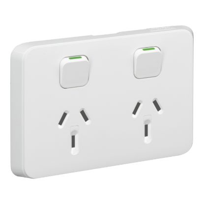Picture of Double Switch Power Point, Clipsal Iconic, Horizontal Mount, 250V, 10A