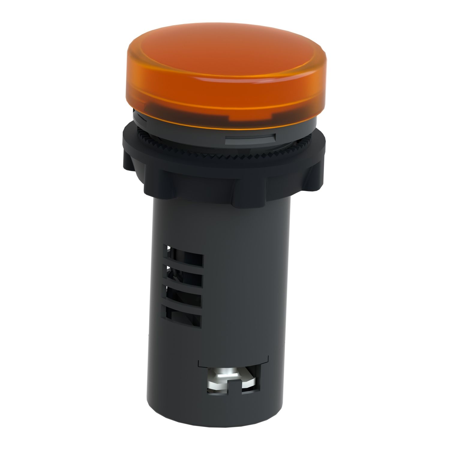 Picture of Monolithic pilot light, Easy Harmony XA2, plastic, amber, 22mm, integral LED, screw clamp terminals, 48V AC DC