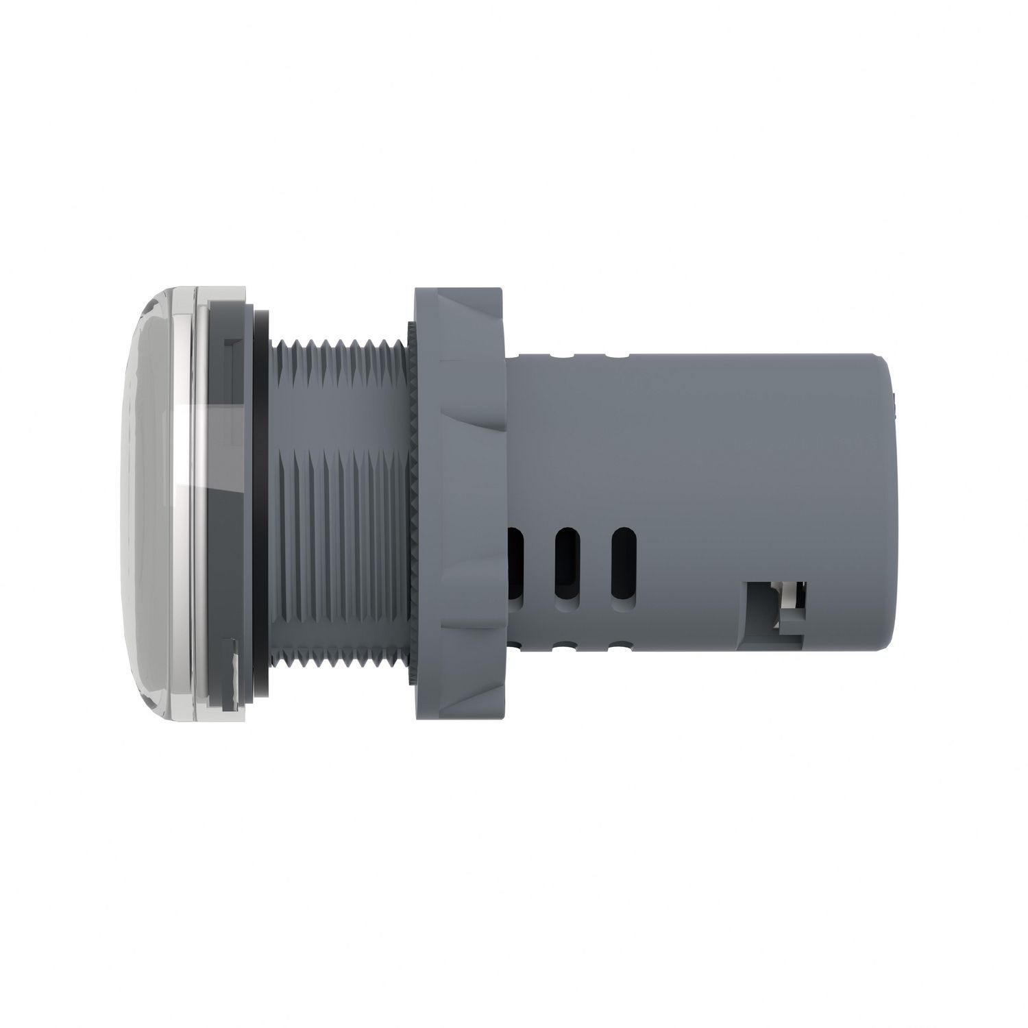 Picture of Monolithic pilot light, Easy Harmony XA2, plastic, white, 22mm, integral LED, screw clamp terminals, 12V AC DC