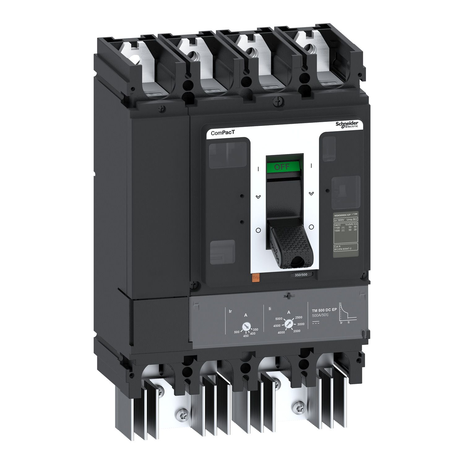 Picture of Circuit breaker, ComPacT NSX500 TM DC EP, 50kA/1500VDC, 4 poles, TM-DC EP trip unit 320A