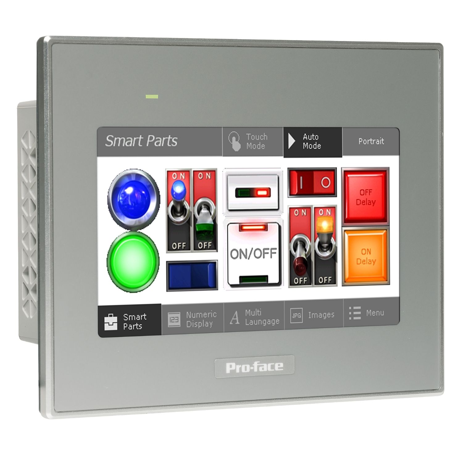 Picture of 4"W touch panel display, 1COM, 1Ethernet, USB host&device, 24VDC, GP-ProEX model